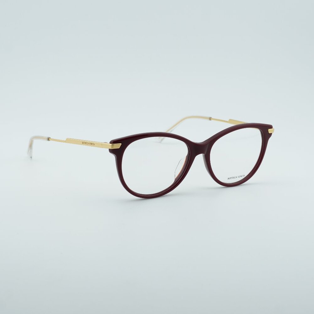 Bottega Veneta BV1039O 004 Eyeglasses Burgundy/Gold 53mm Oval Frame